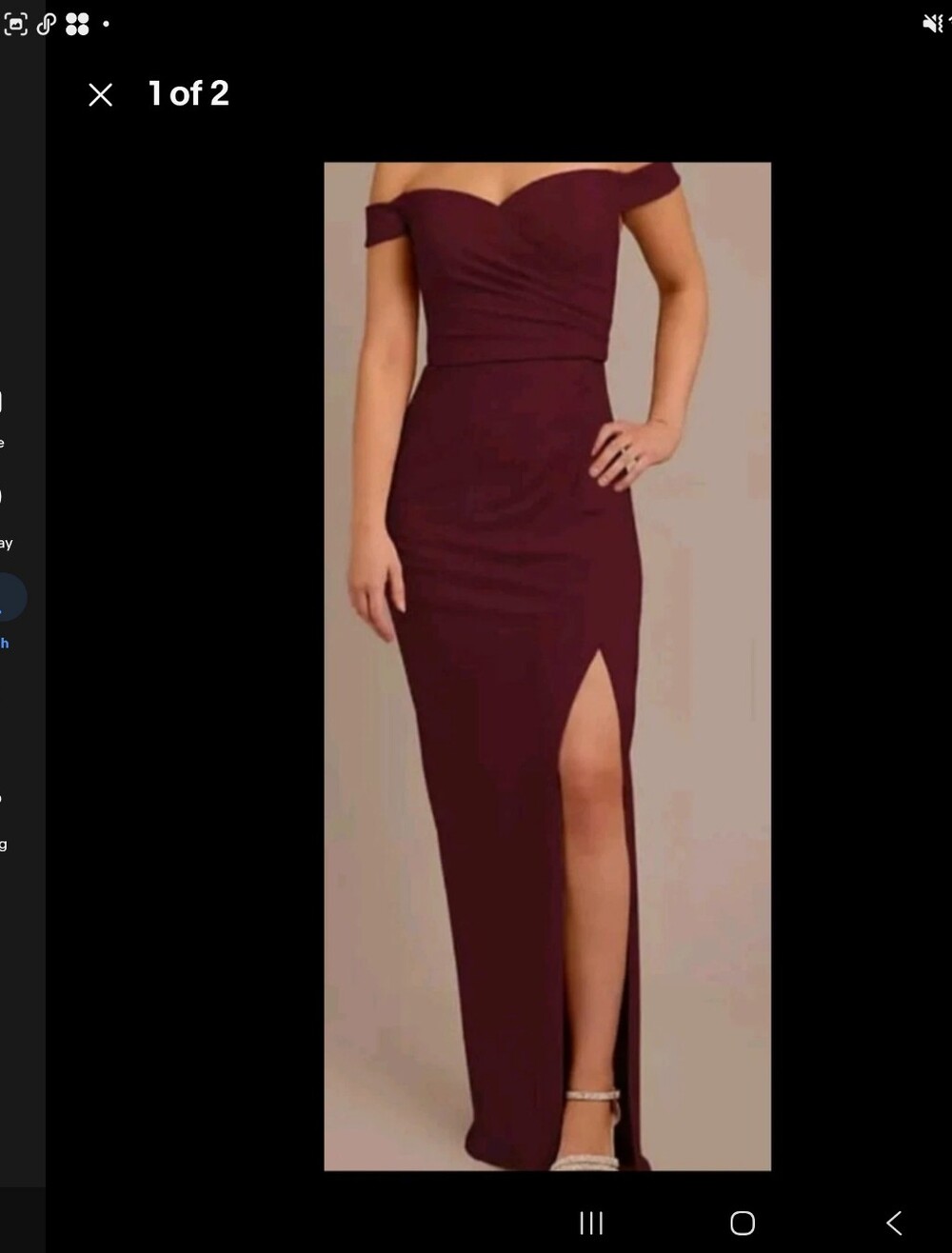 DB studio Women's Burgundy Maxi Draped Evening Gown